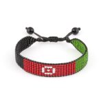 Afghanistan Flag Bracelet: Handmade Bracelet,Adjustable Beaded Boho-Style Rope Bracelet with Patriotic Design