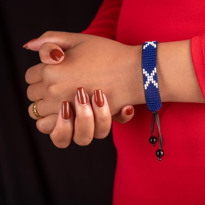 Scotland Flag Bracelet: Handmade Bracelet,Adjustable Beaded Boho-Style Rope Bracelet with Patriotic Design