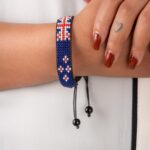 New Zealand Flag Bracelet: Handmade Bracelet,Adjustable Beaded Boho-Style Rope Bracelet with Patriotic Design