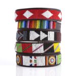 Handcrafted Beaded Leather Dog Collar for Large Breeds - Strong & Stylish - Fits 17"-23" Neck