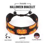 Halloween Beaded Bracelet, Bohemian Style Adjustable Handmade Bracelet for Women Men Girls Kids (Pumpkin, Trick Or Treat)