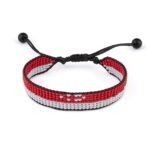 Singapore Flag Beaded Bracelet, Adjustable, Boho Style Rope Bracelet for Women, Men, Thread String