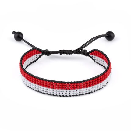 Indonesia Flag Bracelet, Adjustable, Boho Style Rope Bracelet for Women, Men, Thread String