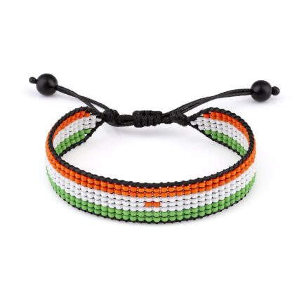 Niger Flag Beaded Bracelet, Adjustable, Boho Style Rope Bracelet for Women, Men