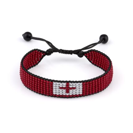 Tonga Flag Boho Style Beaded Rope Bracelet, Adjustable, for Women, Men