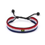 Paraguay Flag Beaded Bracelet, Adjustable, Boho Style Rope Bracelet for Women, Men