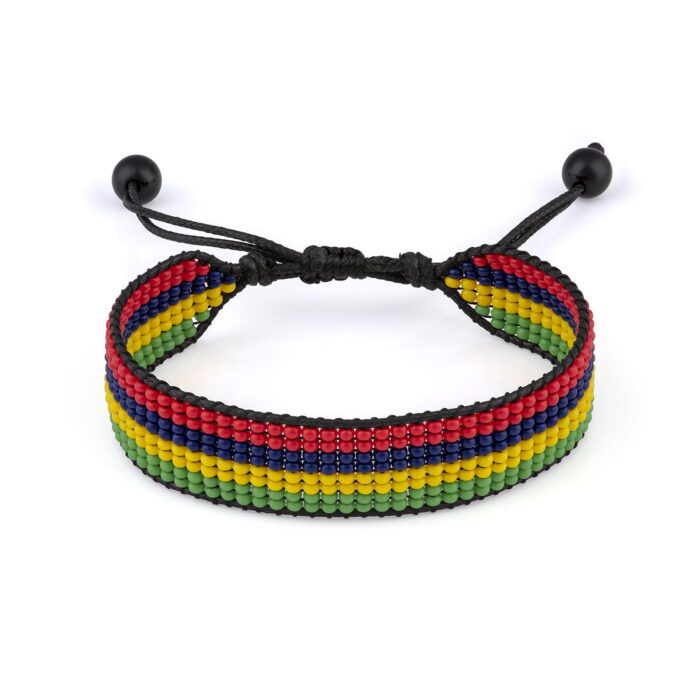 Mauritius Flag Bracelet, Adjustable, Boho Style Rope Bracelet for Women, Men, Thread String