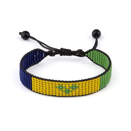 St. Vincent and the Grenadines Flag Beaded Bracelet, Adjustable, Boho Style Rope Bracelet for Women and Men