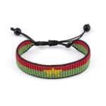 Burkina Faso Flag Bracelet, Adjustable, Boho Style Rope Bracelet for Women, Men, Thread String