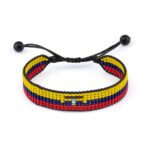 Ecuador Flag Bracelet, Adjustable, Boho Style Rope Bracelet for Women, Men, Thread String