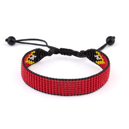 Timor-Leste Flag Beaded Bracelet, Adjustable, Boho Style Rope Bracelet for Women, Men