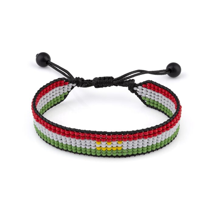 Tajikistan Flag Beaded Bracelet, Adjustable, Boho Style Rope Bracelet for Women, Men