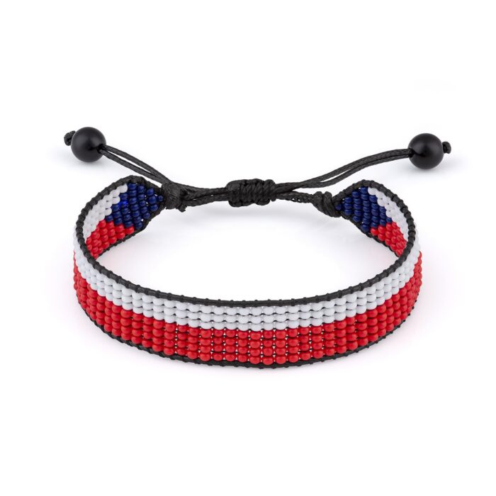 Czechia Flag Bracelet, Adjustable, Boho Style Rope Bracelet for Women, Men, Thread String