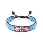 Fiji Flag Bracelet: Handmade Bracelet,Adjustable Beaded Boho-Style Rope Bracelet with Patriotic Design