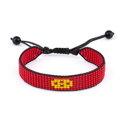 Kyrgyz Republic Flag Bracelet, Adjustable, Boho Style Rope Bracelet for Women, Men, Thread String