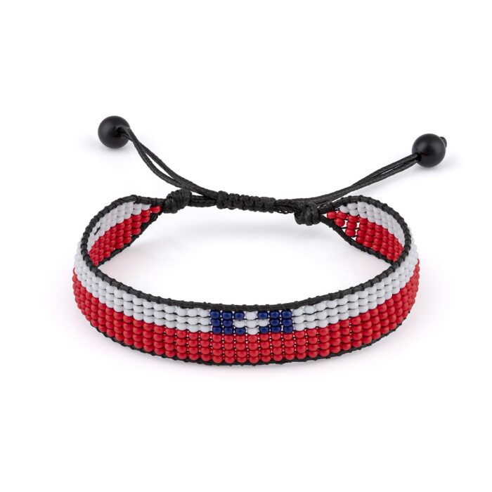 Chile Flag Bracelet, Adjustable, Boho Style Rope Bracelet for Women, Men, Thread String