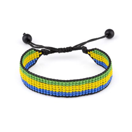 Gabon Flag Boho Style Rope Bracelet, Adjustable, for Women and Men, Thread String