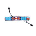 Fiji Flag Bracelet: Handmade Bracelet,Adjustable Beaded Boho-Style Rope Bracelet with Patriotic Design