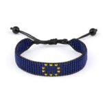 Euro Area Flag Bracelet, Boho Style Rope Bracelet, Adjustable, for Women and Men, Thread String