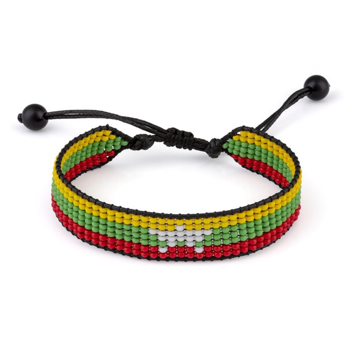 Myanmar Flag Beaded Bracelet, Adjustable, Boho Style Rope Bracelet for Women, Men, Thread String