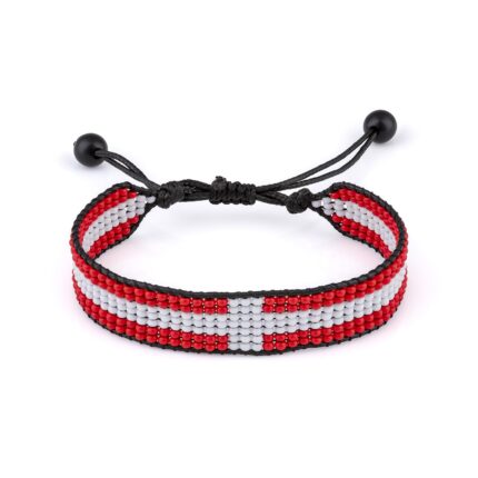 Denmark Flag Bracelet, Adjustable, Boho Style Rope Bracelet for Women, Men, Thread String