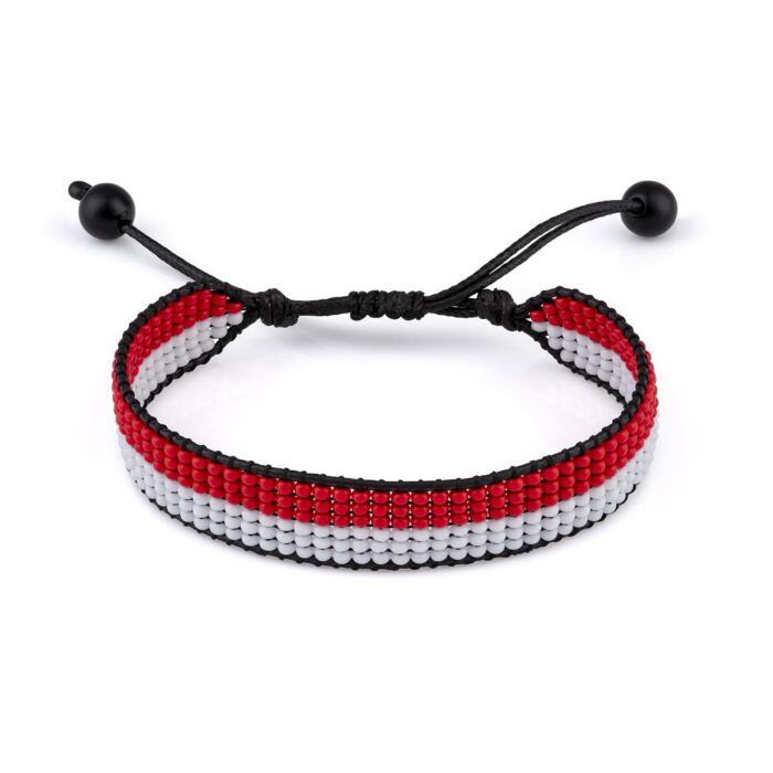 Monaco Flag Bracelet, Adjustable, Boho Style Rope Bracelet for Women, Men, Thread String