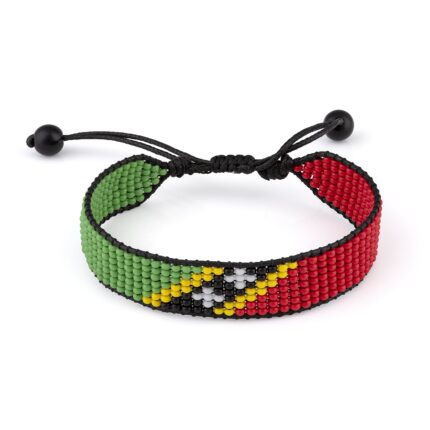 St. Kitts and Nevis Flag Beaded Bracelet, Adjustable, Boho Style Rope Bracelet for Women, Men