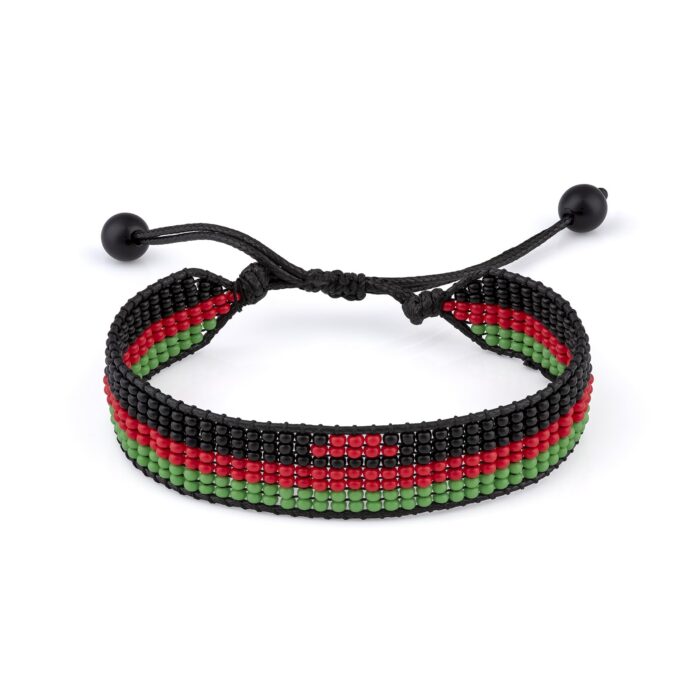 Malawi Flag Bracelet, Adjustable, Boho Style Rope Bracelet for Women, Men, Thread String