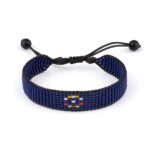 Northern Mariana Islands Flag Beaded Bracelet, Adjustable, Boho Style Rope Bracelet for Women, Men, Thread String