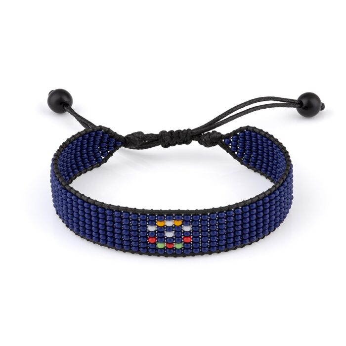 Northern Mariana Islands Flag Beaded Bracelet, Adjustable, Boho Style Rope Bracelet for Women, Men