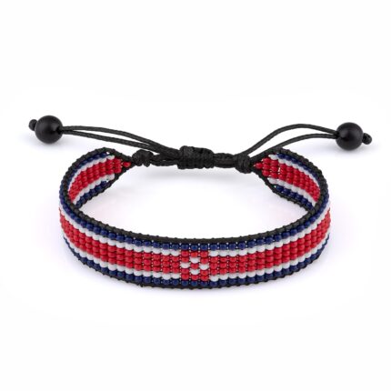 North Korea Flag Bracelet, Adjustable, Boho Style Rope Bracelet for Women and Men, Thread String