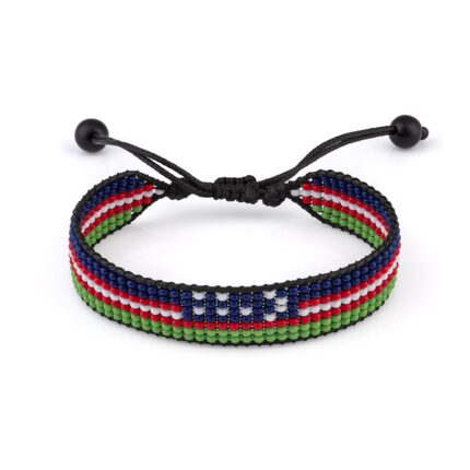 Uzbekistan Flag Beaded Bracelet, Adjustable, Boho Style Rope Bracelet for Women, Men, Thread String