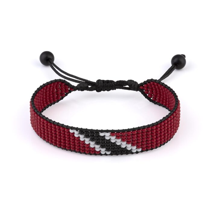 Trinidad and Tobago Flag Beaded Bracelet, Adjustable, Boho Style Rope Bracelet for Women, Men