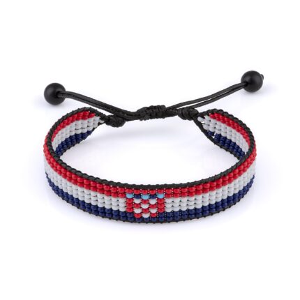 Croatia Flag Bracelet, Adjustable, Boho Style Rope Bracelet for Women, Men, Thread String