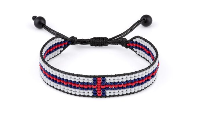 Faroe Islands Flag Bracelet, Adjustable, Boho Style Rope Bracelet for Women, Men