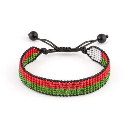 Madagascar Flag Bracelet: Handmade Bracelet,Adjustable Beaded Boho-Style Rope Bracelet with Patriotic Design