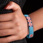 Fiji Flag Bracelet: Handmade Bracelet,Adjustable Beaded Boho-Style Rope Bracelet with Patriotic Design