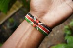 Beaded Kenya Bracelets for Men & Women - Non-Elastic Threaded Glass Beaded Bracelets -Handmade Waterproof Kenya Flag Beaded Bracelet