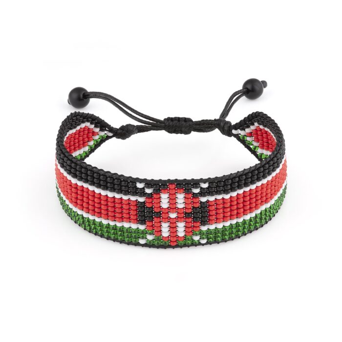 Handmade Adjustable Kenya Flag Beaded Bracelet - Show Your Pride