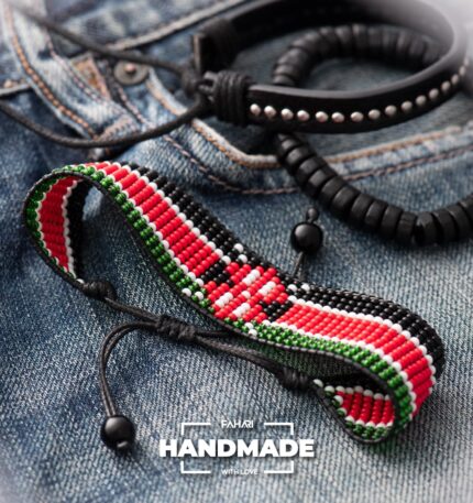 Handmade Adjustable Kenya Flag Beaded Bracelet - Show Your Pride