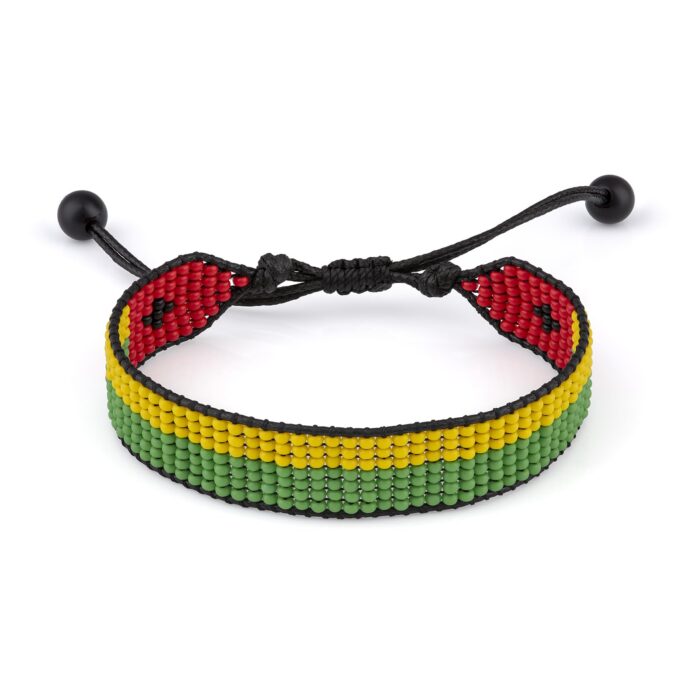 Guinea-Bissau Flag Bracelet, Adjustable, Boho Style Rope Bracelet for Women, Men, Thread String