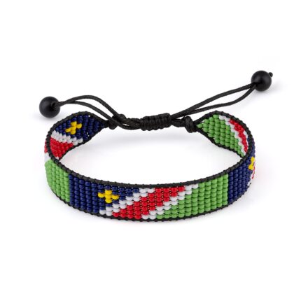 Namibia Flag Beaded Bracelet, Adjustable, Boho Style Rope Bracelet for Women, Men