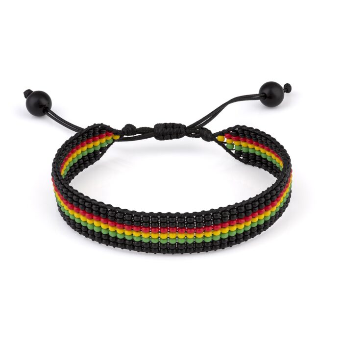 Handmade Rasta Color Beaded Bracelet, Adjustable,Boho-Style Bracelet For Men and Women