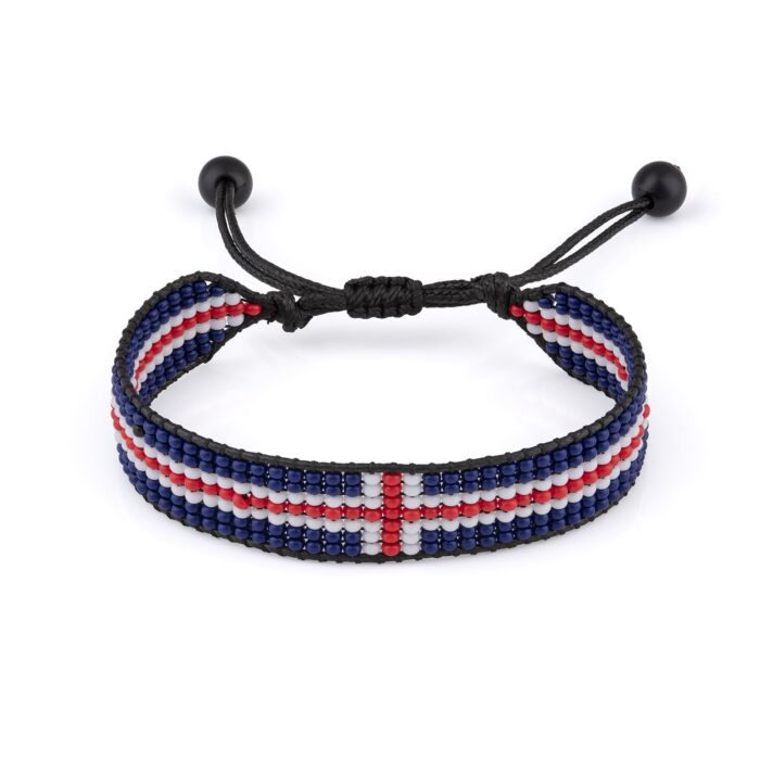 Iceland Flag Bracelet, Adjustable, Boho Style Rope Bracelet for Women, Men